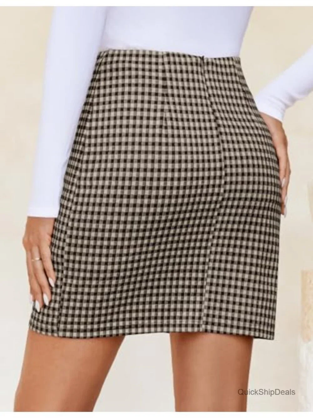 High Waist Bodycon Plaid Mini Skirt with Built-in Shorts for Women